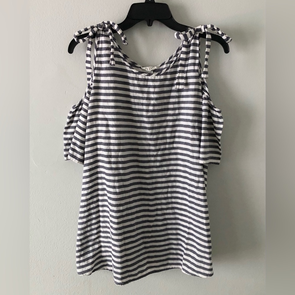 Easel Striped Cold-Shoulder Top